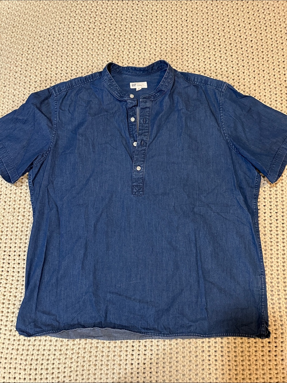 GAP Short Sleeve Indigo Denim Henley Tee